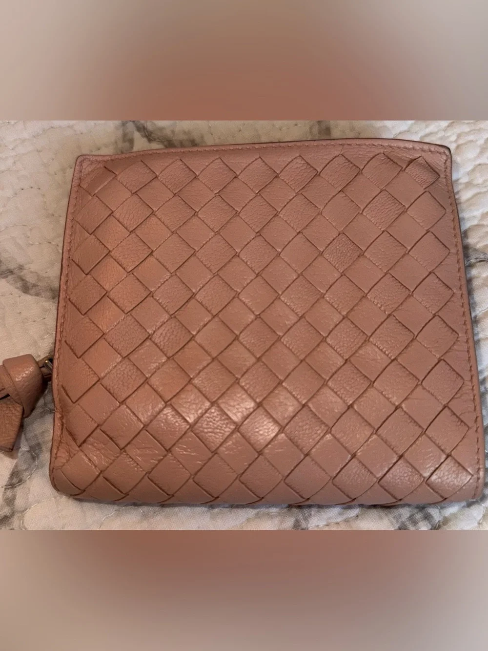 BOTTEGA VENETA Intrecciato Nappa Leather Compact Wallet Pink + COA
